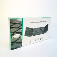 Faltbare Bluetooth-Tastatur QWERTY, dreifach faltbar, Full-Size mit Touchpad, USB-C, kabellos, ultradünn, Schwarz, für Tablet/PC