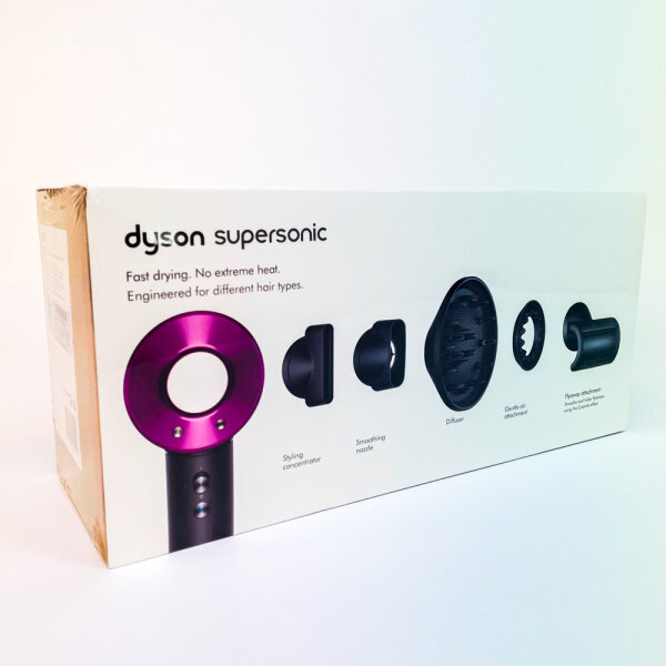 Dyson Supersonic HD08 Hair Dryer, Pink/Fuchsia, powerful, fast drying, heat protection, various attachments