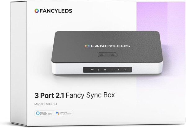Fancy LEDs RGBW Sync Box, 3x HDMI 2.1, 4K 120Hz, HDR, for 70–95" TVs, RGBW backlight