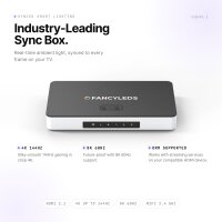 Fancy LEDs RGBW Sync Box, 3x HDMI 2.1, 4K 120Hz, HDR, for 70–95" TVs, RGBW backlight