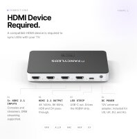 Fancy LEDs RGBW Sync Box, 3x HDMI 2.1, 4K 120Hz, HDR, for 70–95" TVs, RGBW backlight