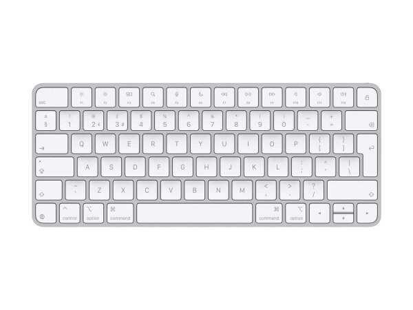 Apple Magic Keyboard A3203, kabellos, Bluetooth, USB-C, QWERTY UK, Hintergrundbeleuchtung, Weiß, für Mac mini/MacBook/iMac, MXCL3B/A
