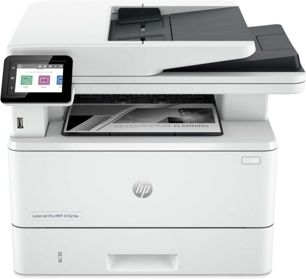 HP LaserJet Pro MFP 4102dw, 2Z622F, black and white multifunction printer, WLAN, duplex, 80,000 pages/month, Wolf Pro Security