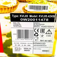 Kenwood Titanium Chef Baker XL KVL85.424SI Küchenmaschine, 1200 W, integrierte Waage, 7-l & 5-l Schüssel, stufenlos regelbar, Patisserie-Set, Silber