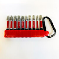 Milwaukee SHOCKWAVE 10-piece carabiner bit set, PZ/TX, model 4932500397, robust, practical carabiner, versatile