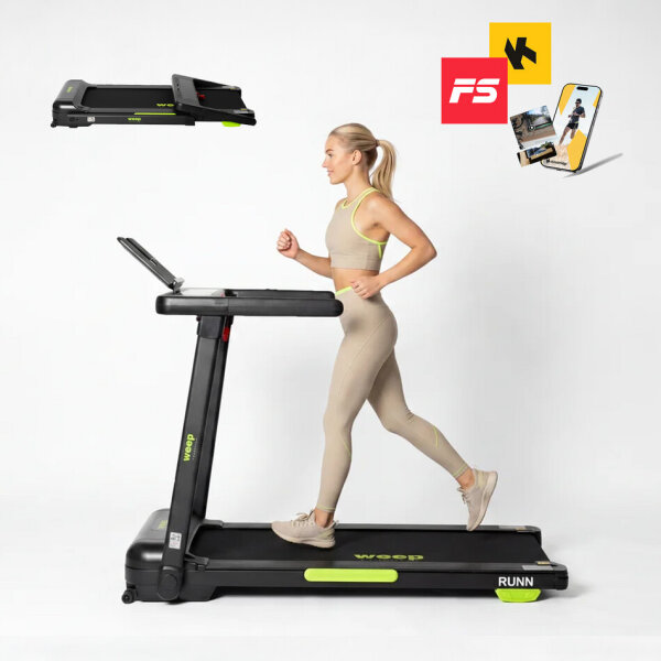 Weep Runn RN500 foldable electric treadmill, automatic speed, 15 km/h, up to 120 kg, space-saving