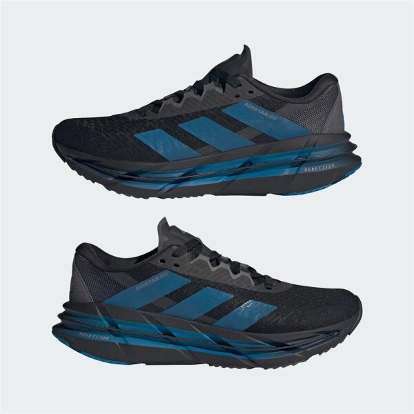 Adidas Adistar BYD Herren Laufschuh, Größe 44, atmungsaktiv, Dämpfung, Farbe Schwarz/Blau/Grau, Modell KI4243