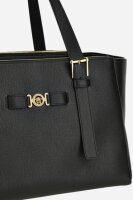 Versace tote bag, calfskin leather, black, 48x31x28 cm, elegant handbag with logo detail