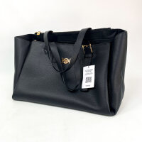 Versace tote bag, calfskin leather, black, 48x31x28 cm, elegant handbag with logo detail
