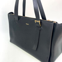 Versace tote bag, calfskin leather, black, 48x31x28 cm, elegant handbag with logo detail