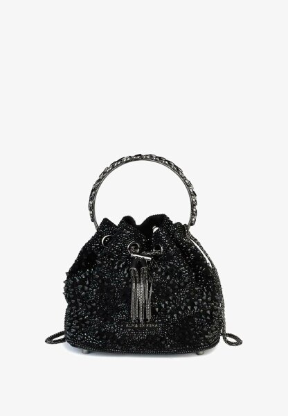 ALMA EN PENA 123BG205 Handbag, black suede look, decorated with gemstones