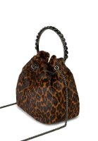 Alma en Pena BG110 Damen-Handtasche, Leder, Leopardenmuster, marmoriertes Braun, Schultertasche