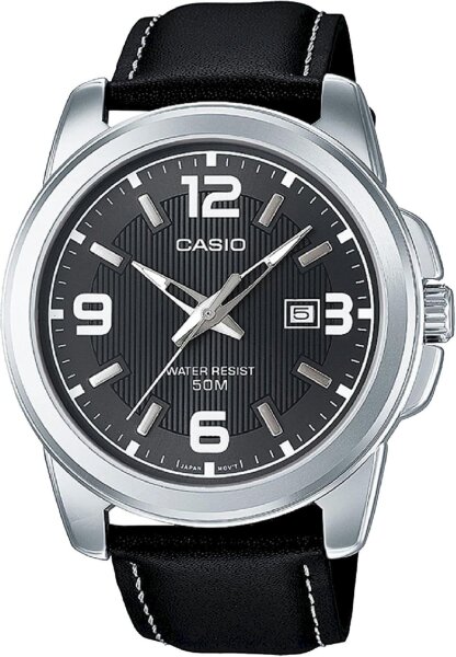Casio mens wristwatch, model 2784, quartz movement, stainless steel bracelet, analog display, classic design