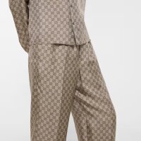 GUCCI ZAUUN trousers, model 864357, printed silk twill, original GG twill print, size 46, luxury designer trousers