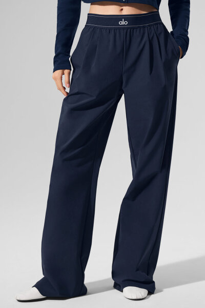 alo Yoga Suit Up Hose, Größe S (4-6), Damen, lang, marineblau, elastischer Bund, sportlich, bequem