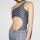 GUCCI 695817 XHAFM One-piece, glittery jersey, size S, blue-white, stylish jumpsuit