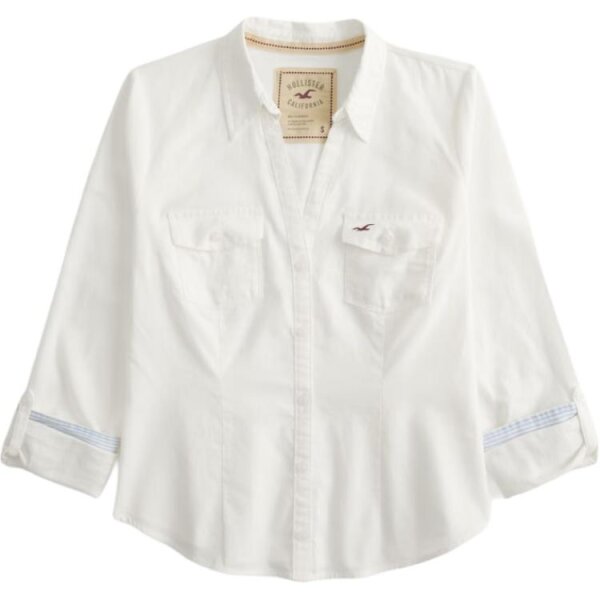 Hollister womens shirt, Cotton Easy model, button placket, logo icon, size M, cotton, classic cut