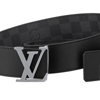 Louis Vuitton LV Initiales reversible belt, 110 cm, Graphite, wearable on both sides, iconic buckle