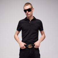 Gucci GG Marmont belt, size 75, wide black leather, gold-plated GG buckle, elegant designer waist belt
