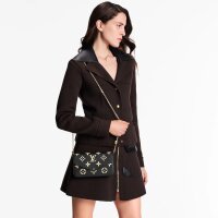 Louis Vuitton Félicie Pochette M82479, Umhängetasche, Schwarz/Beige, Monogram Empreinte Leder, 21x12x3 cm