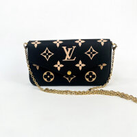 Louis Vuitton Félicie Pochette M82479, Umhängetasche, Schwarz/Beige, Monogram Empreinte Leder, 21x12x3 cm