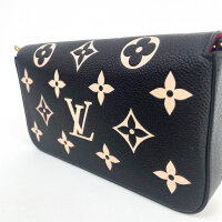 Louis Vuitton Félicie Pochette M82479, Umhängetasche, Schwarz/Beige, Monogram Empreinte Leder, 21x12x3 cm
