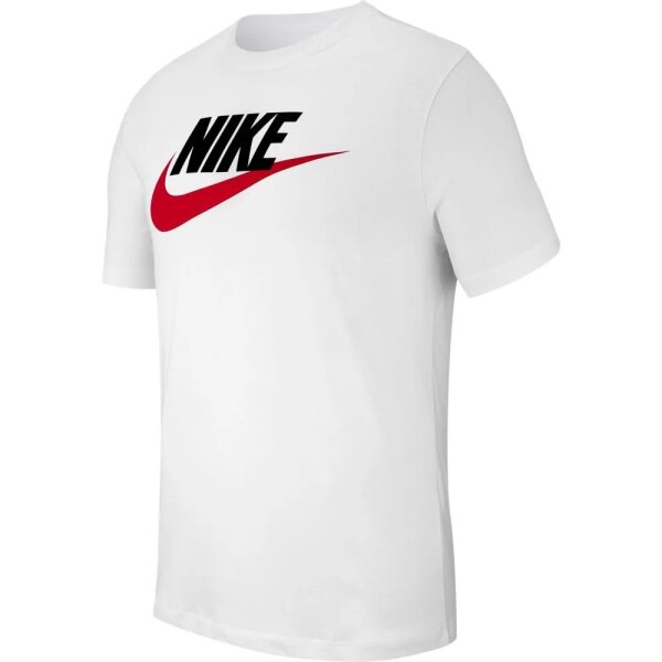 Nike Herren T-Shirt AR5004, Sportswear Icon Futura, Größe L, Weiß-Rot, Kurzarm, Baumwolle
