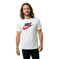 Nike Herren T-Shirt AR5004, Sportswear Icon Futura, Größe L, Weiß-Rot, Kurzarm, Baumwolle