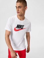 Nike Herren T-Shirt AR5004, Sportswear Icon Futura, Größe L, Weiß-Rot, Kurzarm, Baumwolle