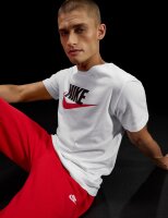 Nike Herren T-Shirt AR5004, Sportswear Icon Futura, Größe L, Weiß-Rot, Kurzarm, Baumwolle