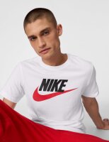 Nike Herren T-Shirt AR5004, Sportswear Icon Futura, Größe L, Weiß-Rot, Kurzarm, Baumwolle