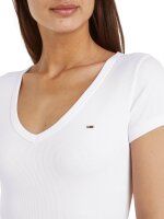 Tommy Hilfiger Tommy Jeans Essential Womens T-Shirt, V-neck, short sleeve, size S, white, model DW0DW17385