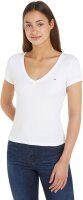 Tommy Hilfiger Tommy Jeans Essential Womens T-Shirt, V-neck, short sleeve, size S, white, model DW0DW17385