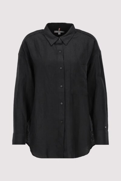 Tommy Hilfiger Damen Leinenhemd WW0WW46509, Größe 38, Schwarz, klassisch, atmungsaktiv