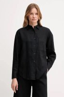 Tommy Hilfiger Damen Leinenhemd WW0WW46509, Größe 38, Schwarz, klassisch, atmungsaktiv