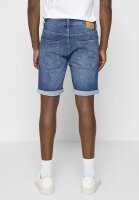 JACK & JONES Mens Denim Shorts XL, Regular Fit, Blue Denim, Classic 5-Pocket, Button Closure