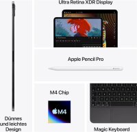 Apple iPad Pro 13", Wi-Fi, 256GB, Space Schwarz, Standardglas, Modell A2925, Tablet, 2024