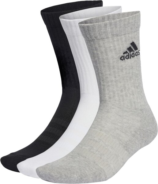 Adidas, IA3951, padded unisex crew socks, size L (43-45), 3 pairs, medium grey/white/black