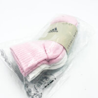 Adidas Kids Unisex Linear Ankle Socks, Size KXXL (31-33), 3 Pairs, Grey/White/Pink, IV7149