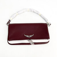 Zadig & Voltaire Rock Genarbte Leder 25W Clutch, burgunderrotes, 27 x 13,5 x 2 cm, LWBA00001