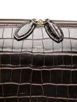 TOTEME Day Tote Bag, Calfskin Leather, Crocodile Effect, Dark Chocolate, 45 x 28 x 15 cm, 252WAL0082LE0076014