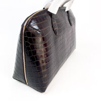 TOTEME Day Tote Bag, Calfskin Leather, Crocodile Effect, Dark Chocolate, 45 x 28 x 15 cm, 252WAL0082LE0076014