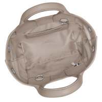 Longchamp Le Roseau XS Shopper-Handtasche, genarbtes weiches Leder, Hellgrau