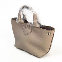 Longchamp Le Roseau XS Shopper-Handtasche, genarbtes weiches Leder, Hellgrau