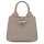 Longchamp Le Roseau XS Shopper-Handtasche, genarbtes weiches Leder, Hellgrau