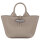 Longchamp Le Roseau XS Shopper-Handtasche, genarbtes weiches Leder, Hellgrau