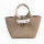 Longchamp Le Roseau XS Shopper-Handtasche, genarbtes weiches Leder, Hellgrau