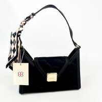 Bessie London BB6654 Velvet Shoulder and Crossbody Bag with Scarf, Black, 27 × 19 × 7 cm