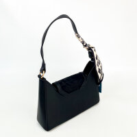 Bessie London BB6654 Velvet Shoulder and Crossbody Bag with Scarf, Black, 27 × 19 × 7 cm