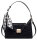 Bessie London BB6654 Velvet Shoulder and Crossbody Bag with Scarf, Black, 27 × 19 × 7 cm